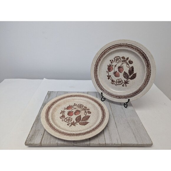 Set of 2 Homespun Stonecast Churchill Wild Strawberry 10 1/4" Dinner Plates - Picture 1 of 7